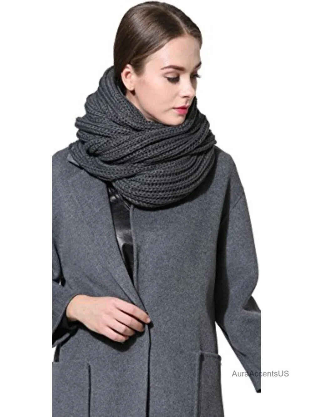 Chunky Cable Knit Acrylic Wrap Scarf Women Men Winter Warm